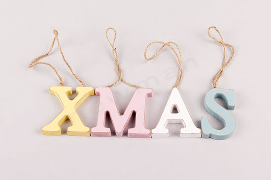 XMAS παστέλ ξύλινα στολίδια