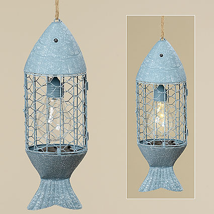 Μεταλλικό ψάρι φανάρι led 44cm