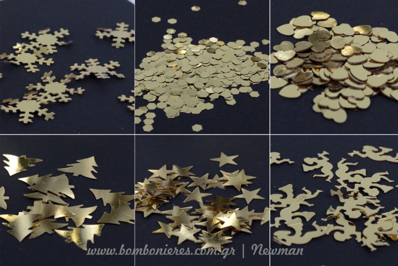 confetti chriso schedia κονφετί σε χρυσό χρώμα και σχέδια