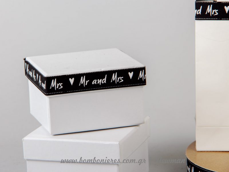 Μπομπονιέρα DIY με κορδέλα Mr & Mrs mpomponieres se koutaki kai dokimastiko solina