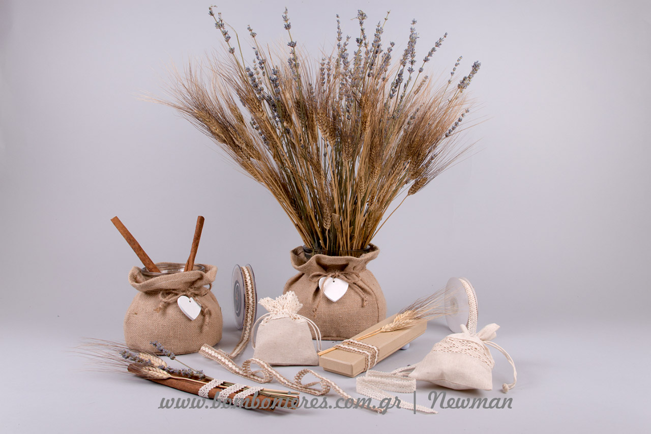 Μπομπονιέρες με στάχυα και λεβάντες mpomponieres idees stachi lavender levanta