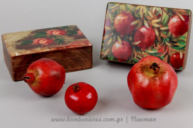 Ξύλινα κουτιά με θέμα ρόδια xilina handmade koutia rodia