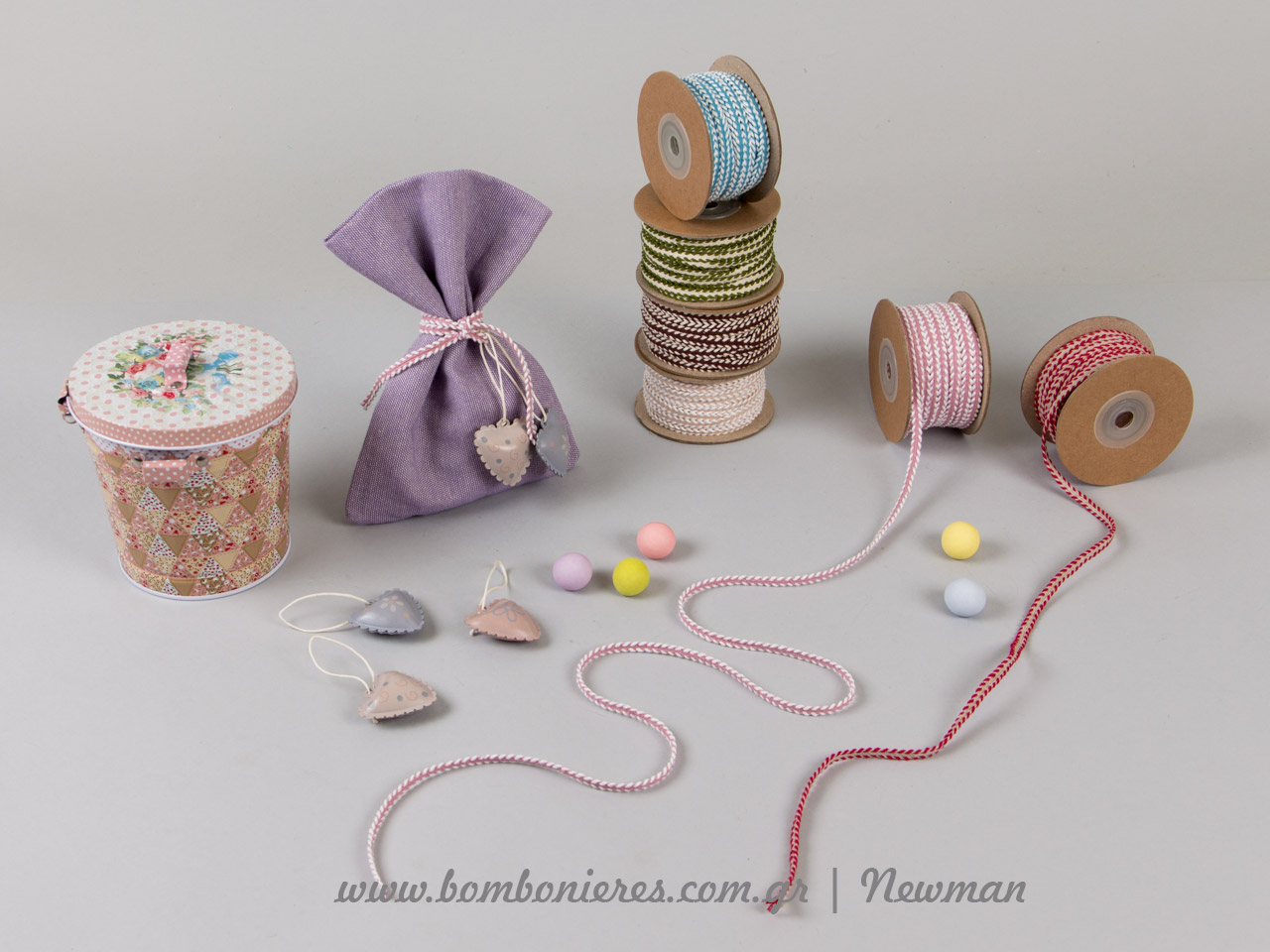Μπομπονιέρες σε λιλά πουγκί DIY pougki lino lilac wedding favours