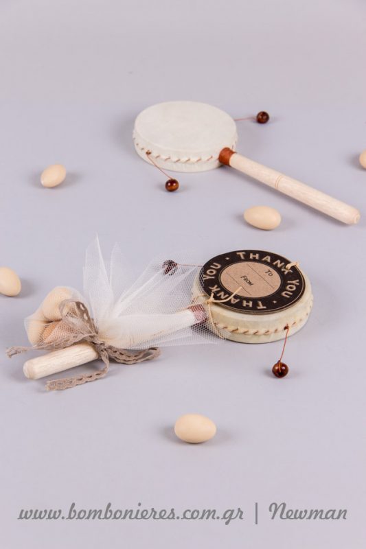 Τύμπανο με κρεμαστά μπαλάκια rattle drum timpano paixnidi koudounistra