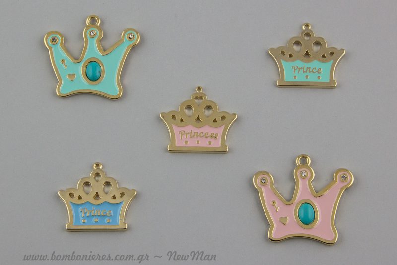 Μεταλλικό διακοσμητικό prince & princess για την μπομπονιέρα της βάπτισης.